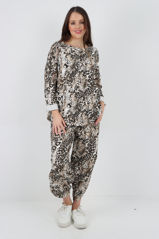 Italian Animal Print Loungewear 2 Piece Set