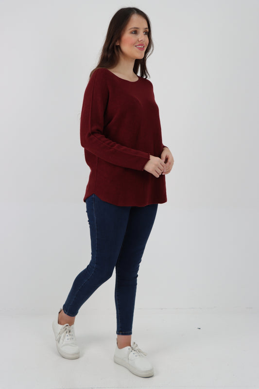 Italian Knitted Basic Plain Long Sleeve Jumper Top