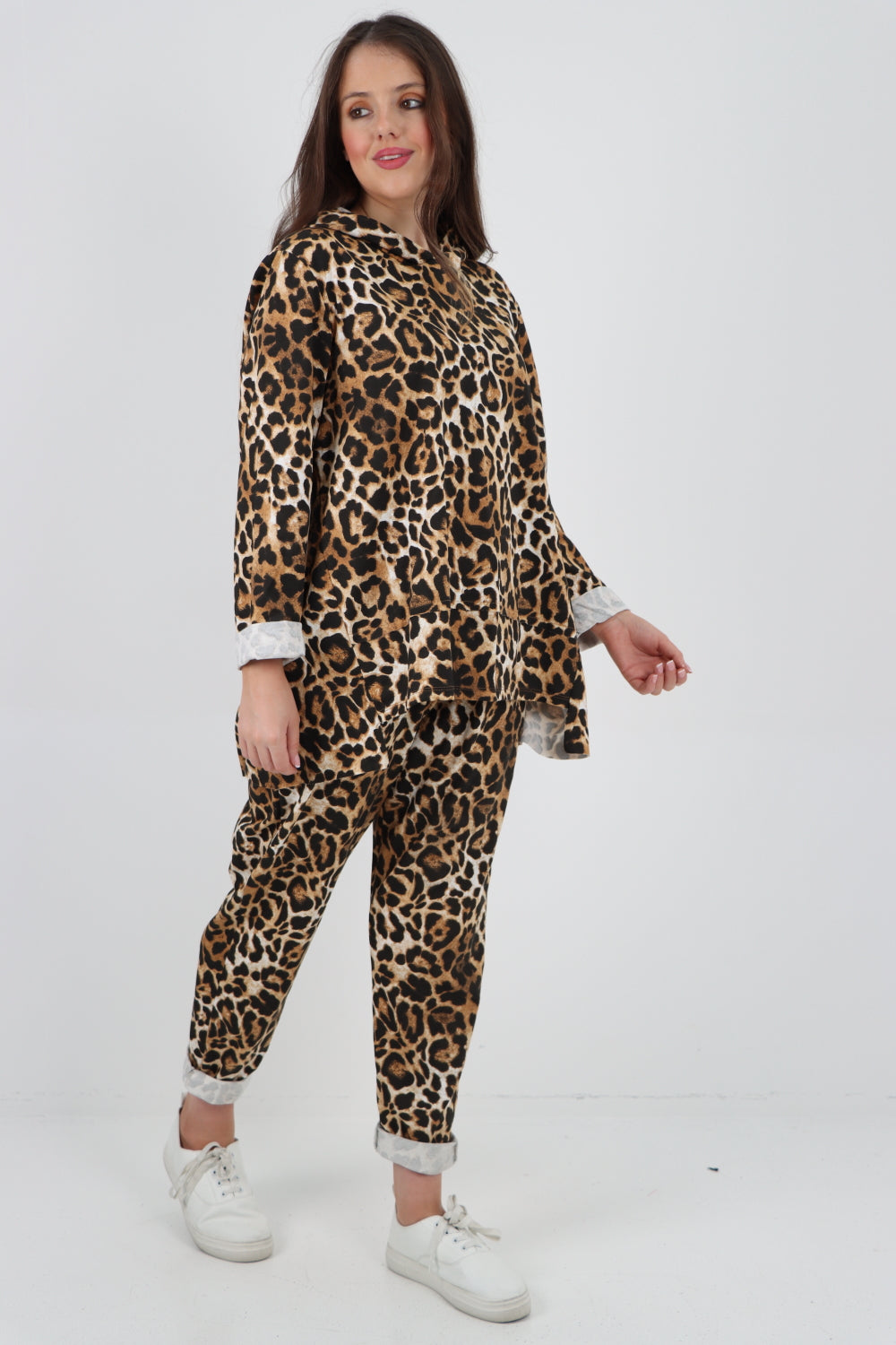 ITALIAN LEOPARD PRINT HOODED 2 PIECE CO -
ORD SET