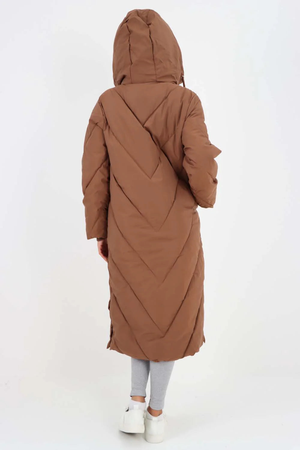 Italian Quilted Hooded Long Jacket Coat