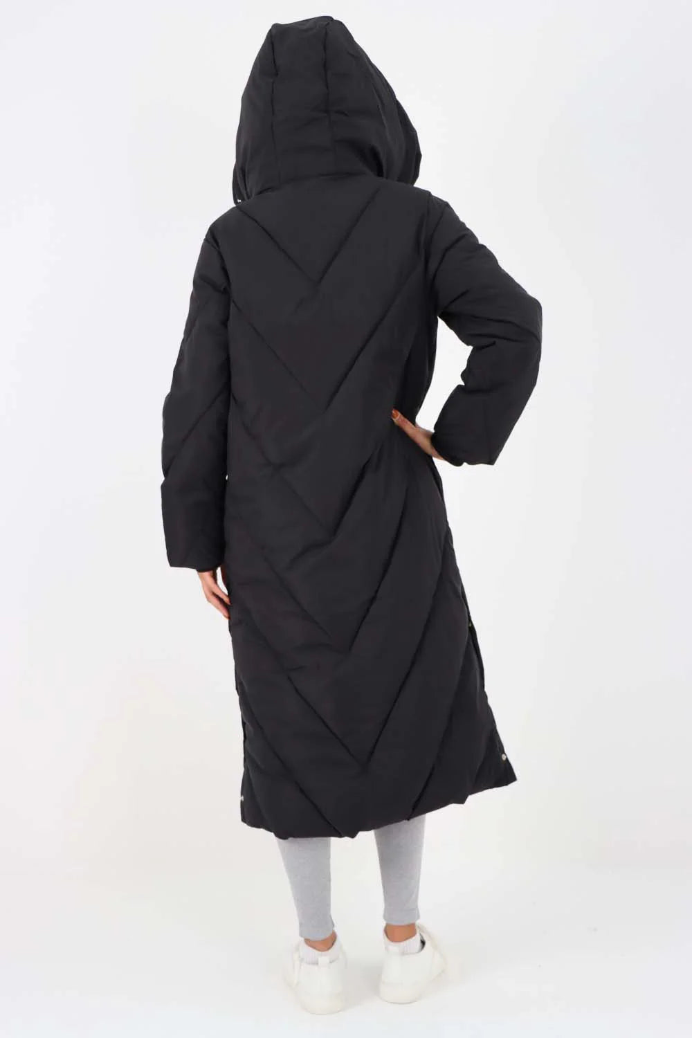 Italian Quilted Hooded Long Jacket Coat