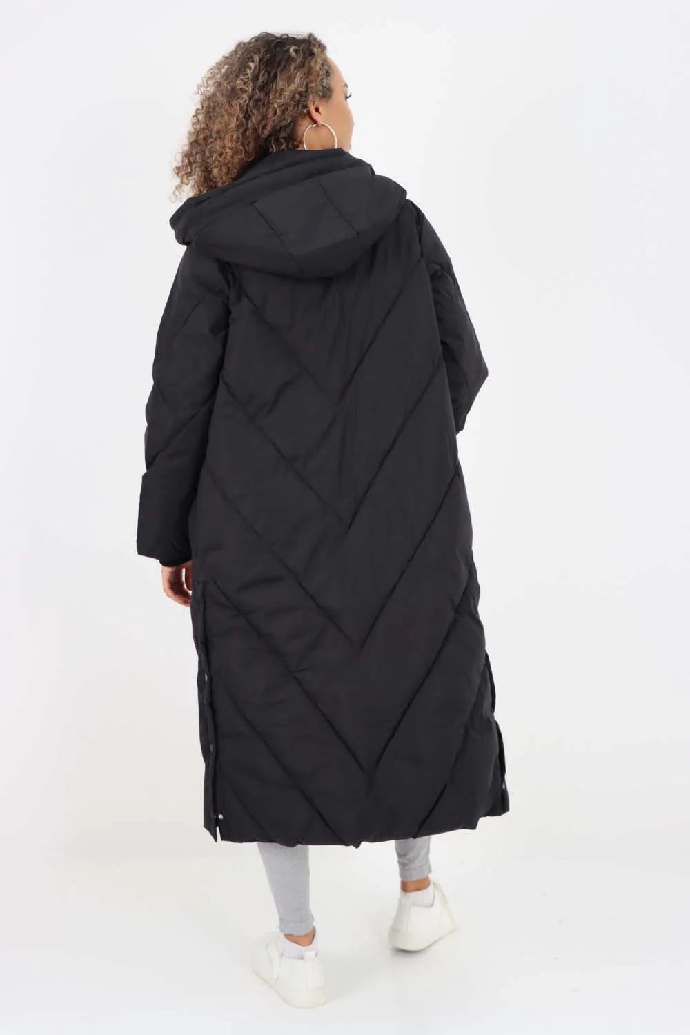 Italian Quilted Hooded Long Jacket Coat