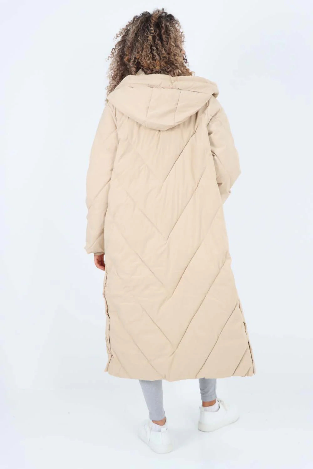 Italian Quilted Hooded Long Jacket Coat
