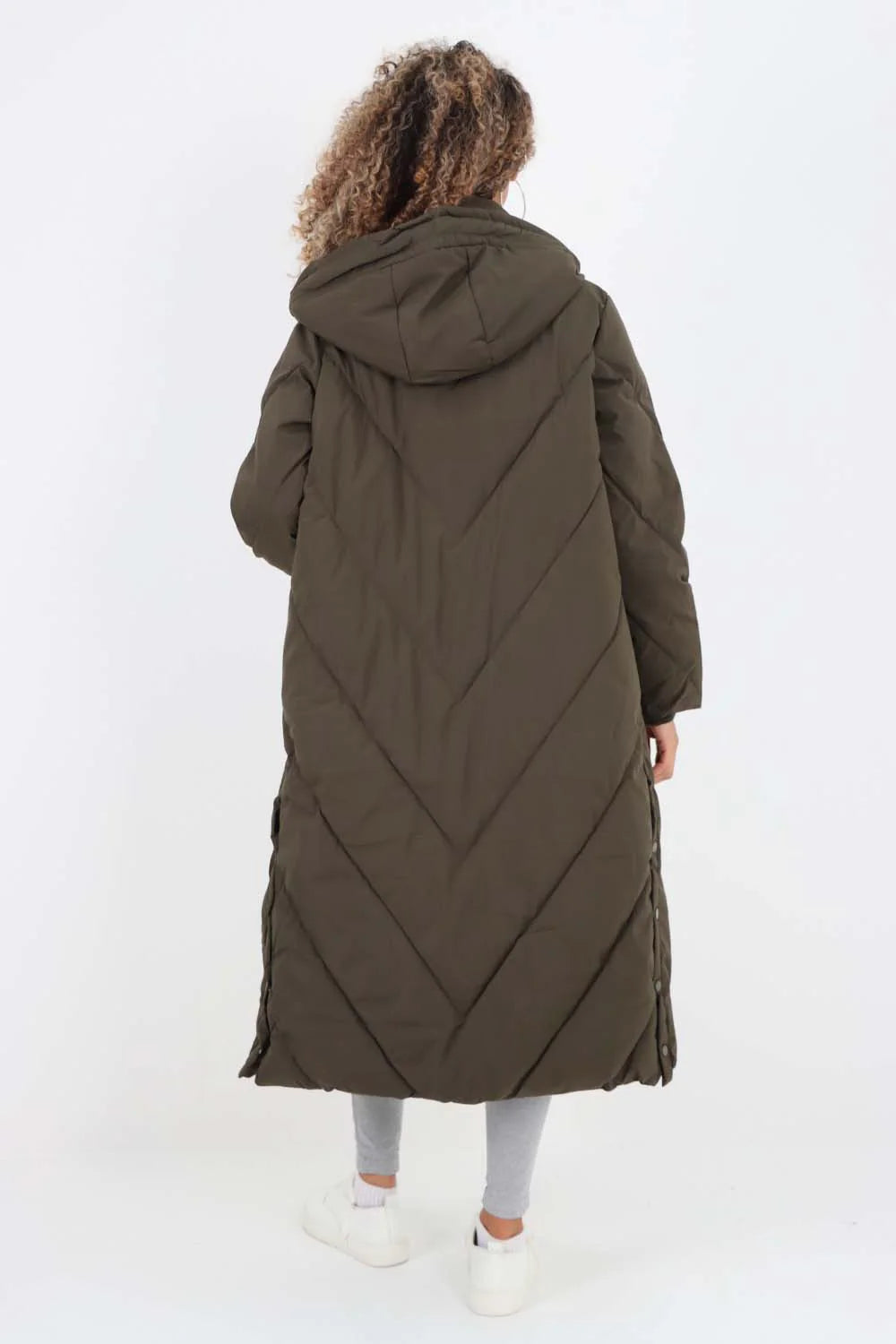 Italian Quilted Hooded Long Jacket Coat