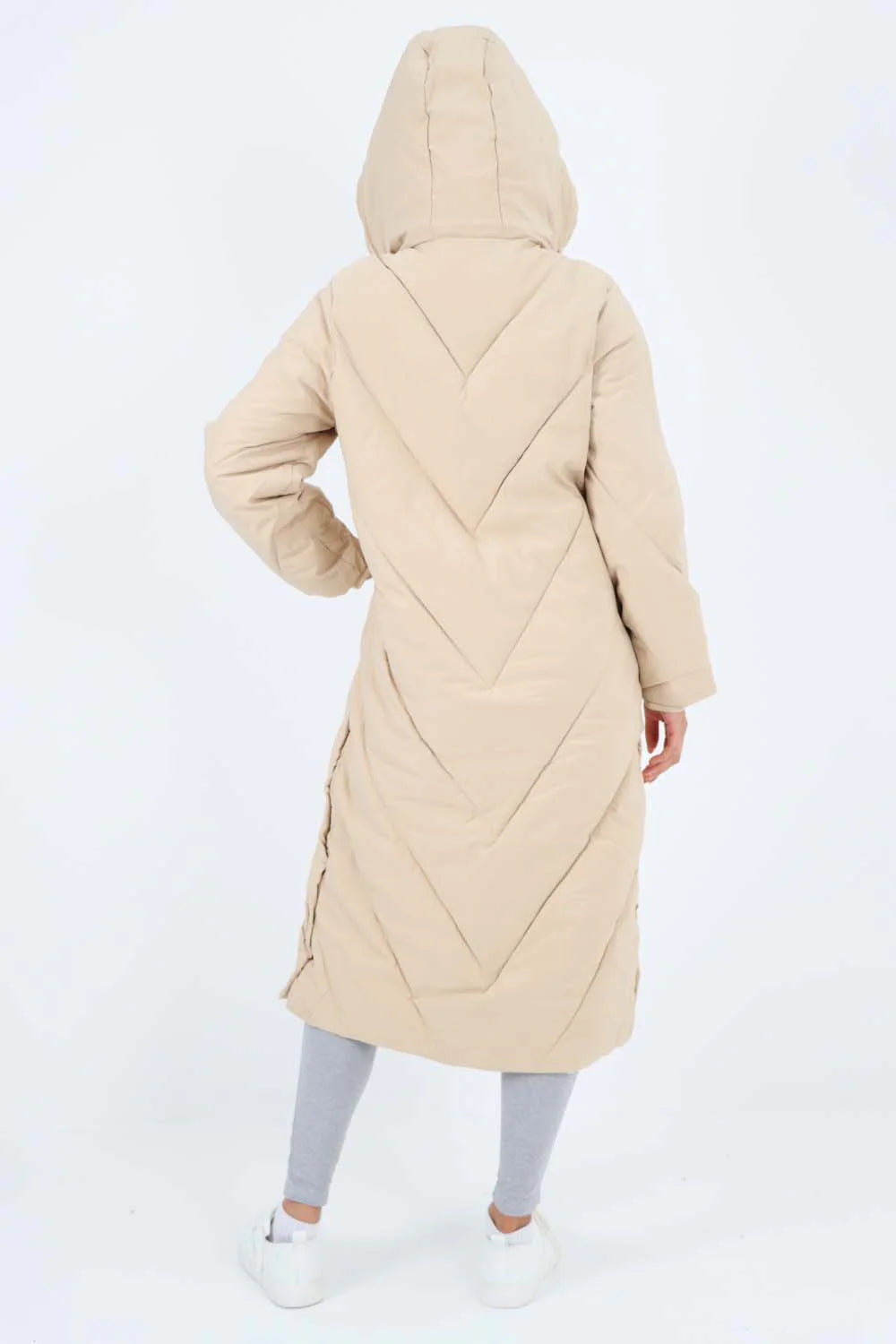 Italian Quilted Hooded Long Jacket Coat