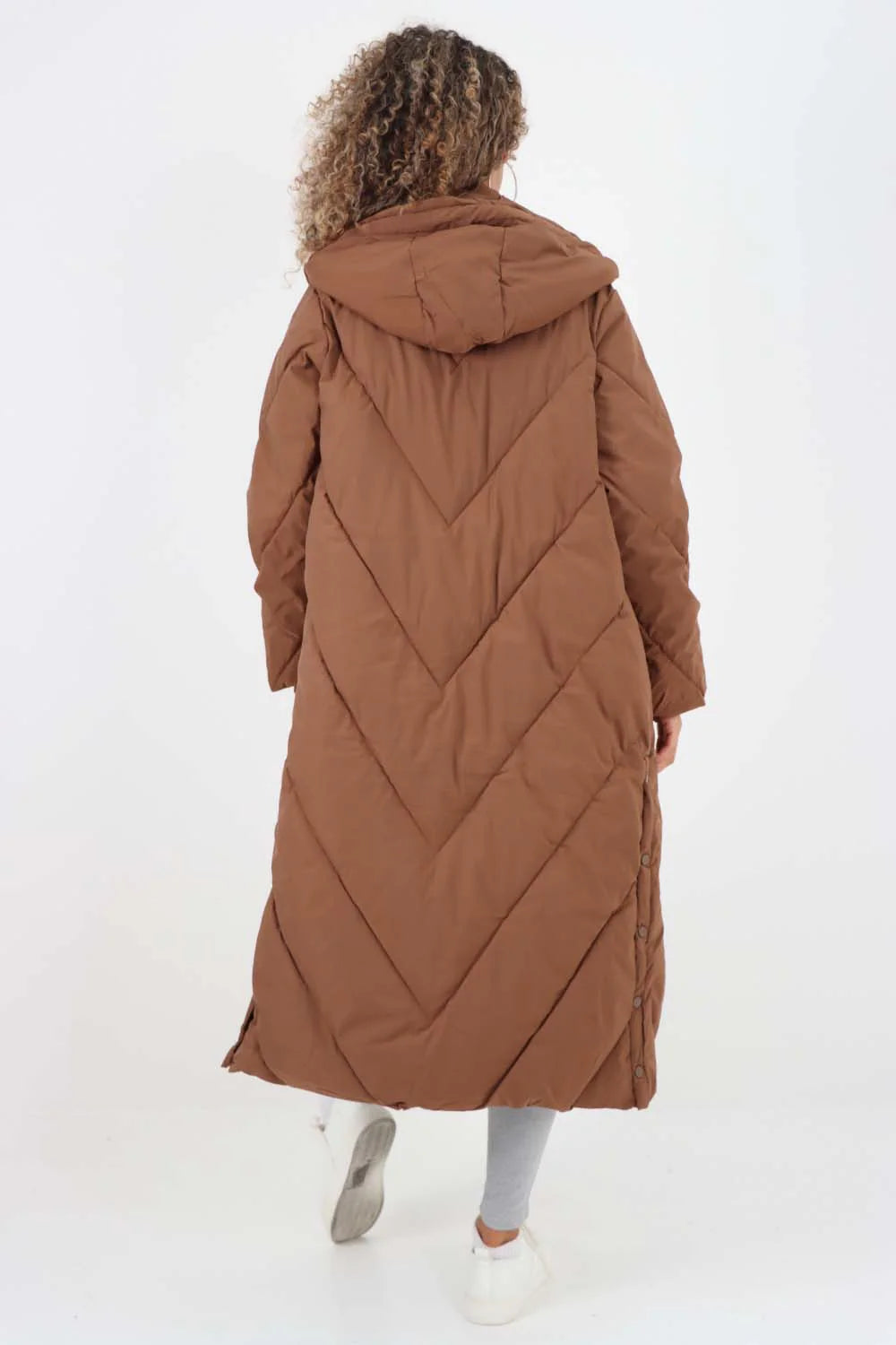 Italian Quilted Hooded Long Jacket Coat